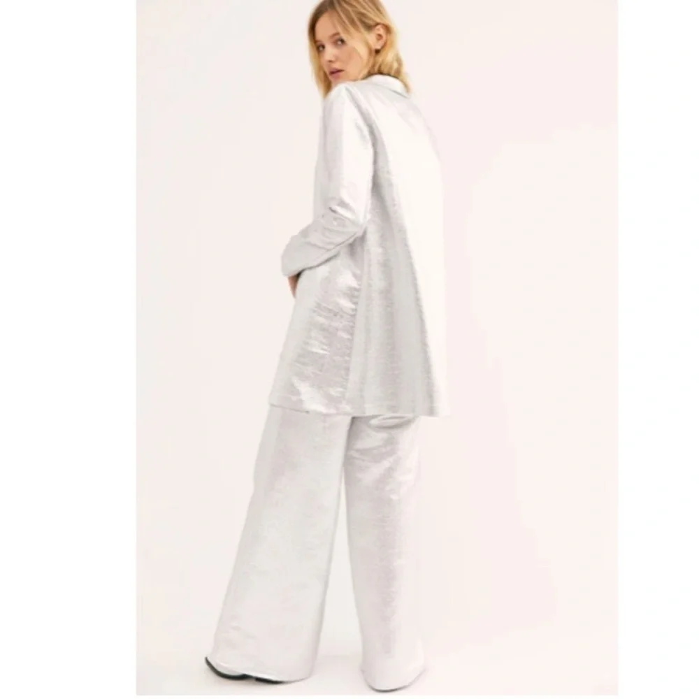 Free People NWT Lenni Calcite Suit US 2 XS Silver Maximalist Metallic Party Sexy - Picture 2 of 16
